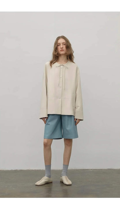 "Contrary Galaxy" Ultra - Thin Light - Coated Sheep Leather Jacket for Women - leather jacket - Firelady Fur