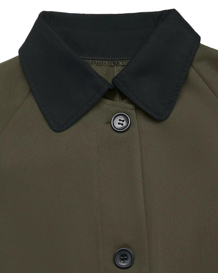 Contrast Collar Button Up Coat - Trendsi