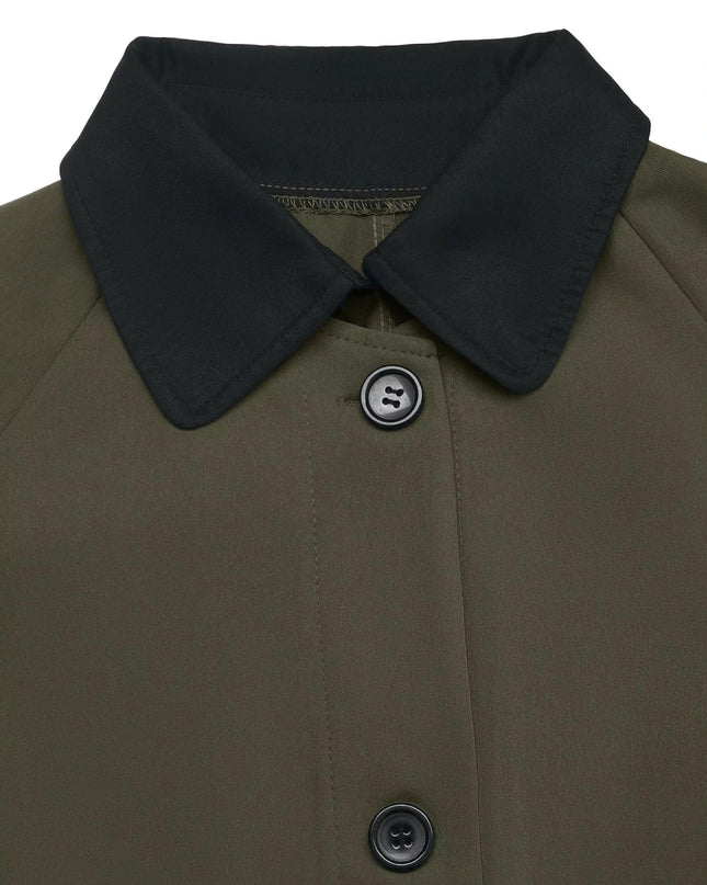 Contrast Collar Button Up Coat - Trendsi