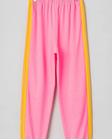 Contrast Striped Elastic Waist Active Pants - Trendsi