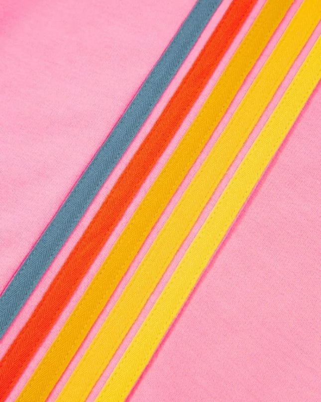 Contrast Striped Elastic Waist Active Pants - Trendsi