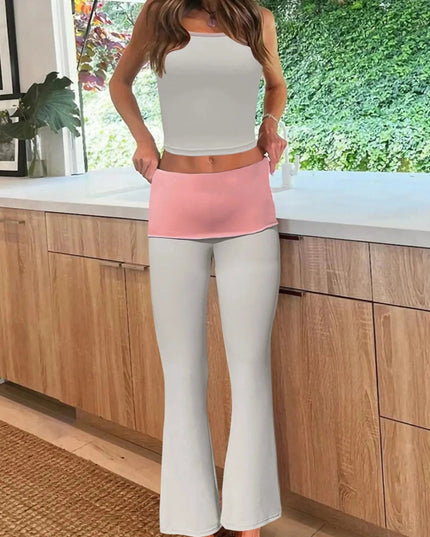 Contrast Trim Tank and Pants Active Set - Trendsi