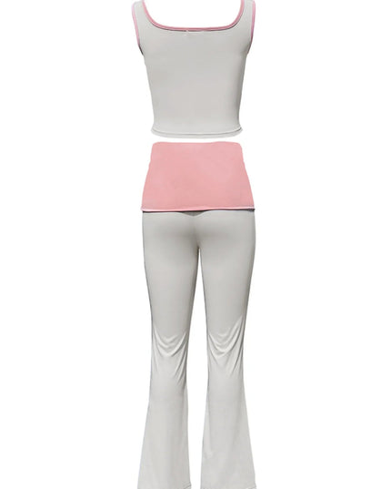 Contrast Trim Tank and Pants Active Set - Trendsi