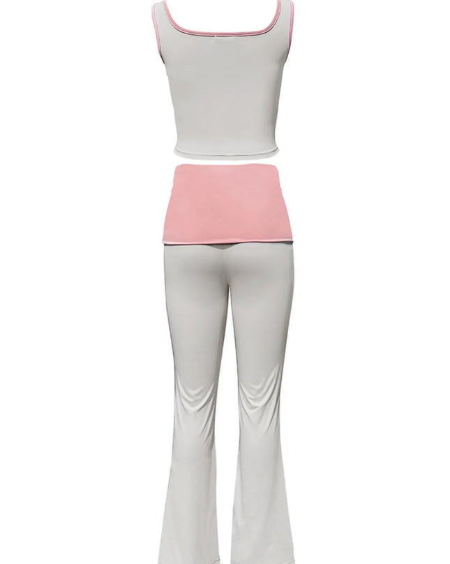 Contrast Trim Tank and Pants Active Set - Trendsi