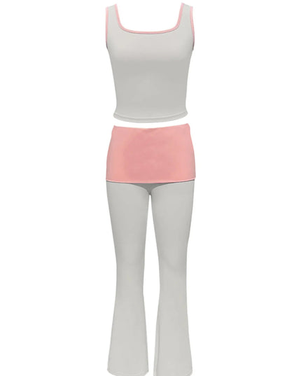 Contrast Trim Tank and Pants Active Set - Trendsi