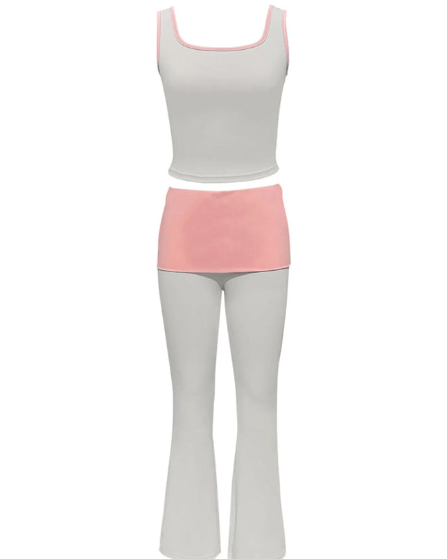 Contrast Trim Tank and Pants Active Set - Trendsi