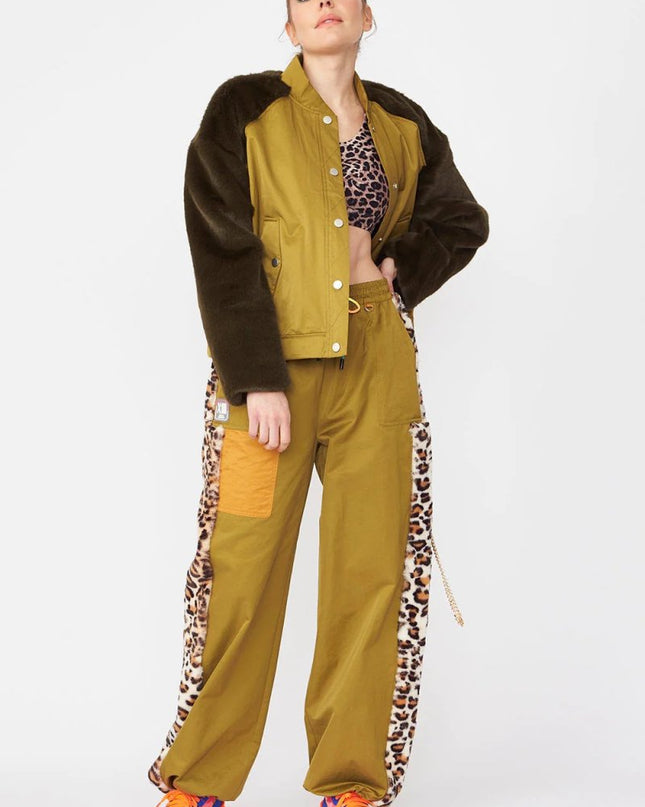 Contrasting Green Faux Fur Bomber Jacket - Jackets & Blazers - Buy Me Fur Ltd