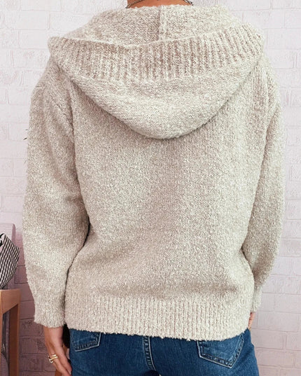 Cozy Button - Up Hooded Cardigan - Trendsi