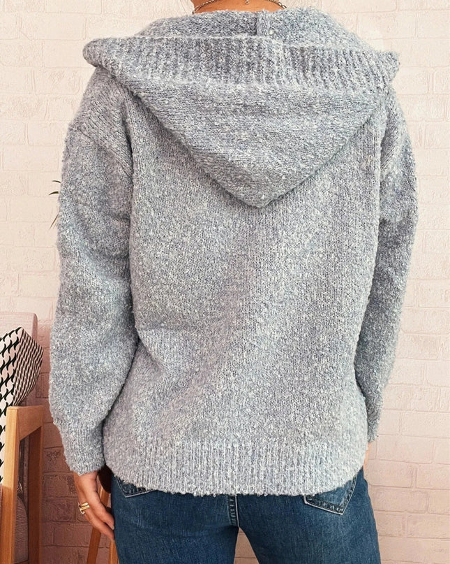 Cozy Button - Up Hooded Cardigan - Trendsi