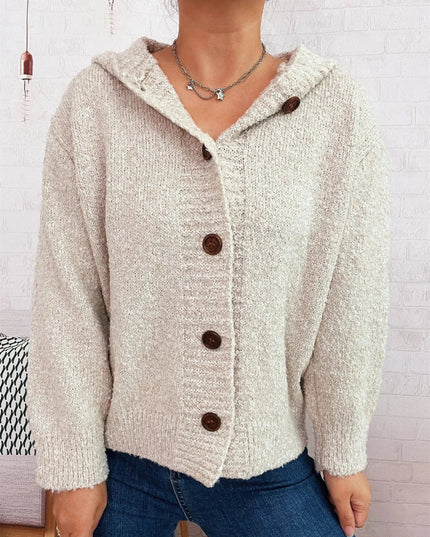 Cozy Button - Up Hooded Cardigan - Trendsi