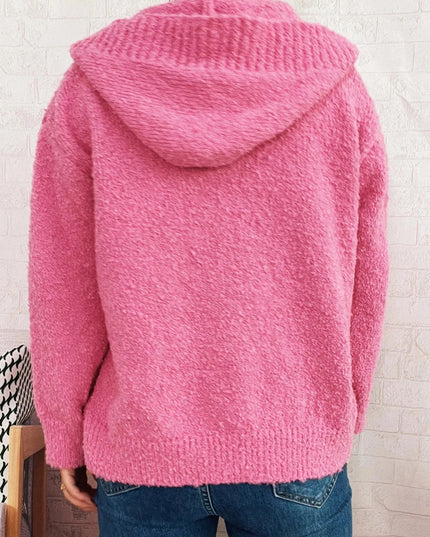 Cozy Button - Up Hooded Cardigan - Trendsi