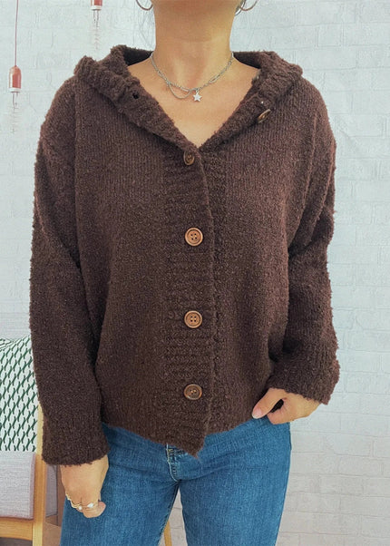 Cozy Button - Up Hooded Cardigan - Trendsi