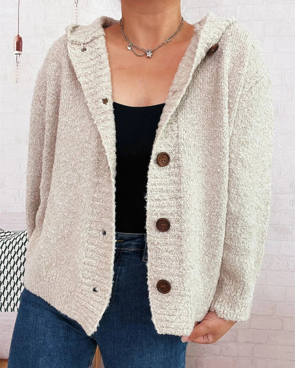 Cozy Button - Up Hooded Cardigan - Trendsi