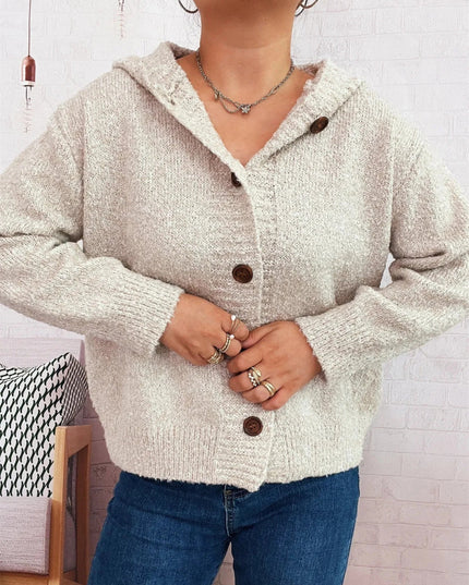 Cozy Button - Up Hooded Cardigan - Trendsi