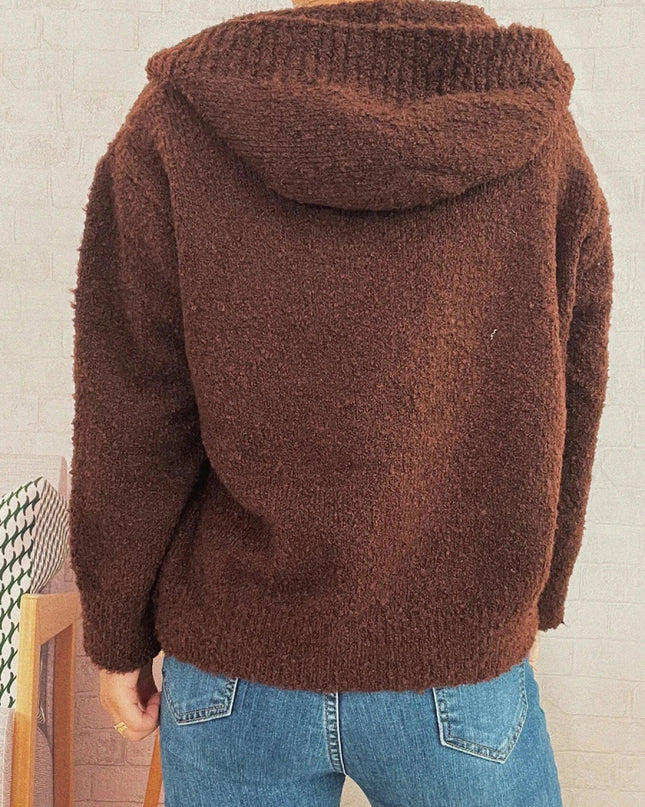 Cozy Button - Up Hooded Cardigan - Trendsi