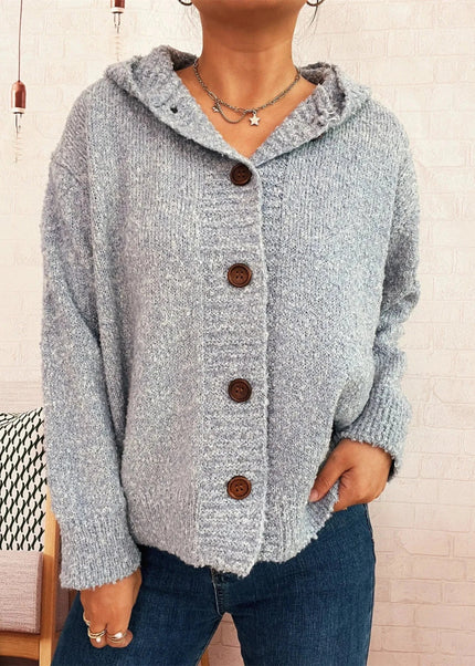 Cozy Button - Up Hooded Cardigan - Trendsi