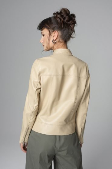 Cream Genuine Leather﻿ Jacket - Leather Jackets - Buy Me Fur Ltd