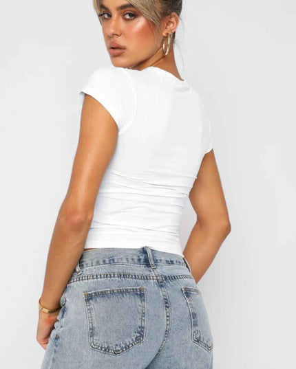 Crewneck Short Sleeve Tee - Trendsi