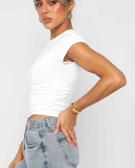 Crewneck Short Sleeve Tee - Trendsi