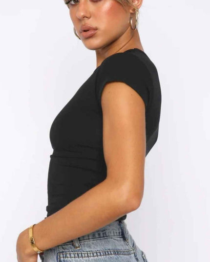 Crewneck Short Sleeve Tee - Trendsi