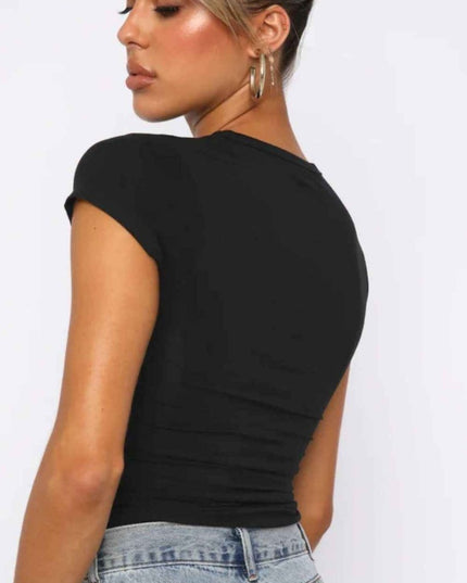 Crewneck Short Sleeve Tee - Trendsi