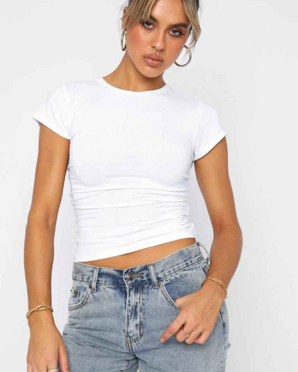 Crewneck Short Sleeve Tee - Trendsi