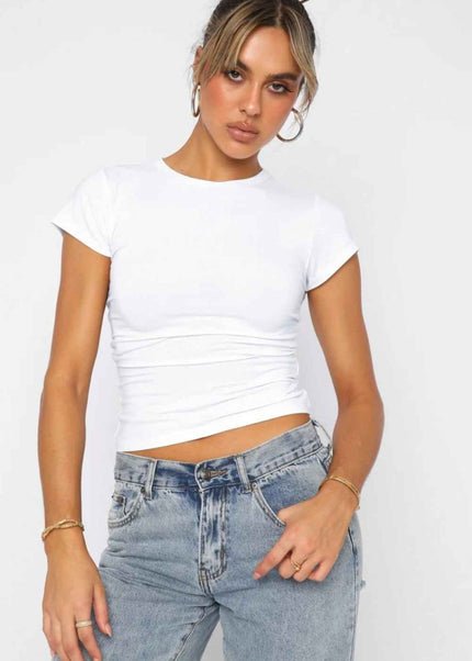 Crewneck Short Sleeve Tee - Trendsi