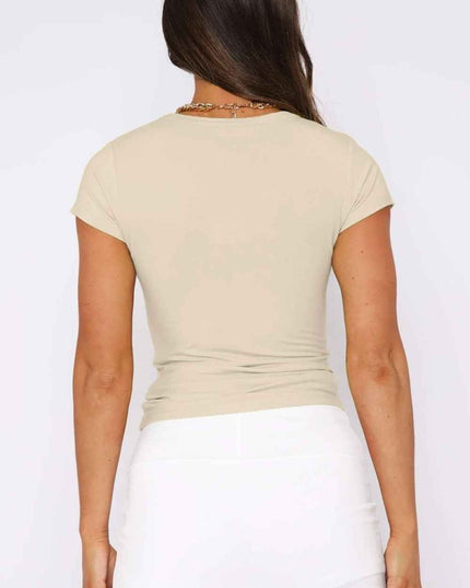 Crewneck Short Sleeve Tee - Trendsi