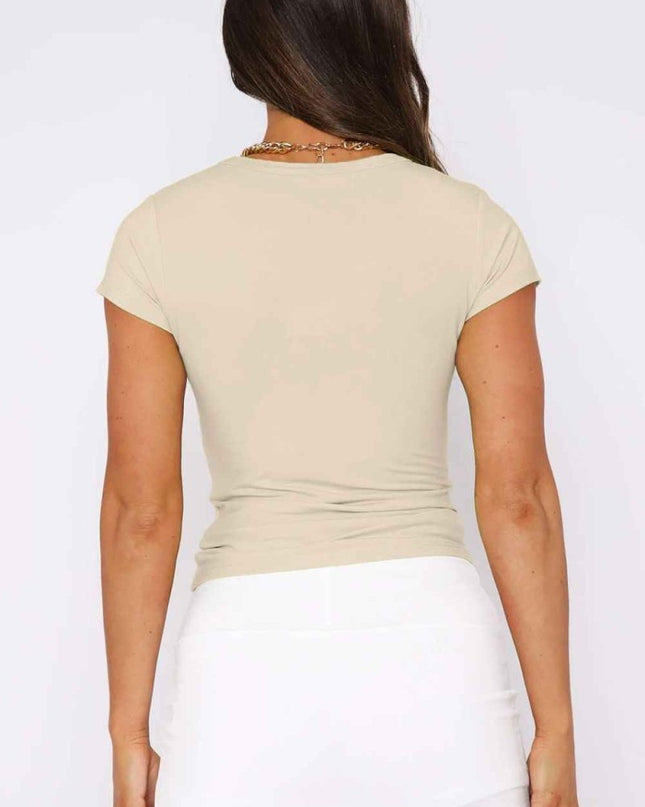 Crewneck Short Sleeve Tee - Trendsi