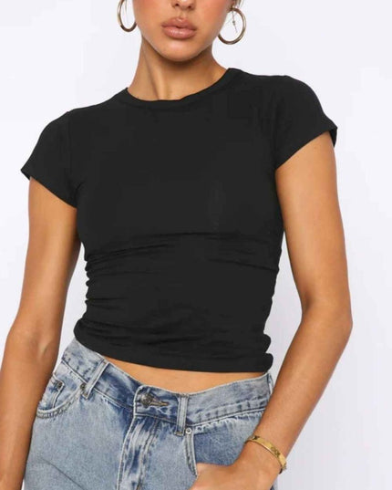 Crewneck Short Sleeve Tee - Trendsi