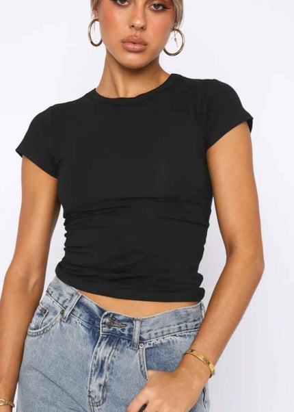 Crewneck Short Sleeve Tee - Trendsi