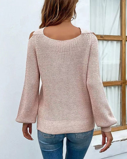 Crisscross Cold - Shoulder Sweater - Trendsi