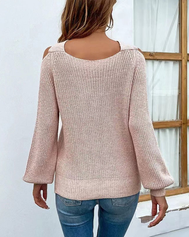 Crisscross Cold - Shoulder Sweater - Trendsi