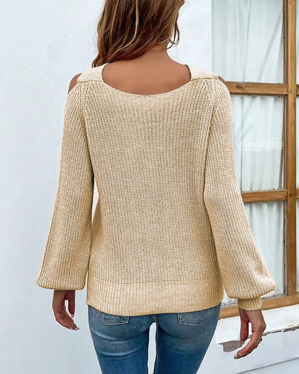 Crisscross Cold - Shoulder Sweater - Trendsi
