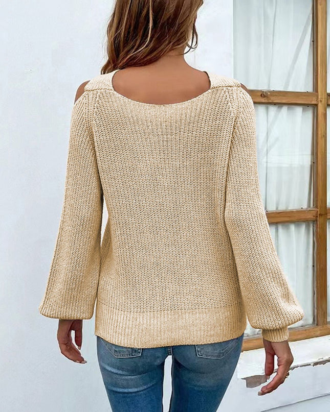 Crisscross Cold - Shoulder Sweater - Trendsi