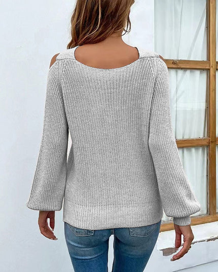 Crisscross Cold - Shoulder Sweater - Trendsi