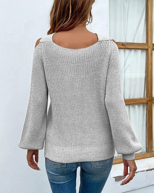 Crisscross Cold - Shoulder Sweater - Trendsi