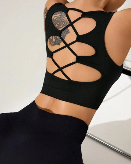 Crisscross Cropped Active Tank - Trendsi