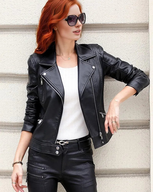 Crista Fall Genuine Leather Motorcycle Jacket for Women - Womens Leather Jacket - Inland Leather Co.