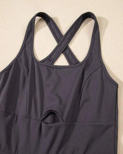 Cutout Square Neck Wide Strap Active Jumpsuit - Trendsi