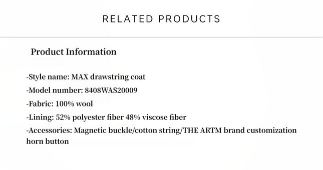 “Desert Heart” Mid - Length Wool Coat – Peaked Lapel Drawstring - Wool Coat - Firelady Fur