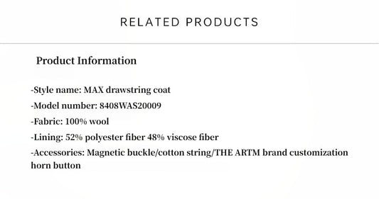 “Desert Heart” Mid - Length Wool Coat – Peaked Lapel Drawstring - Wool Coat - Firelady Fur