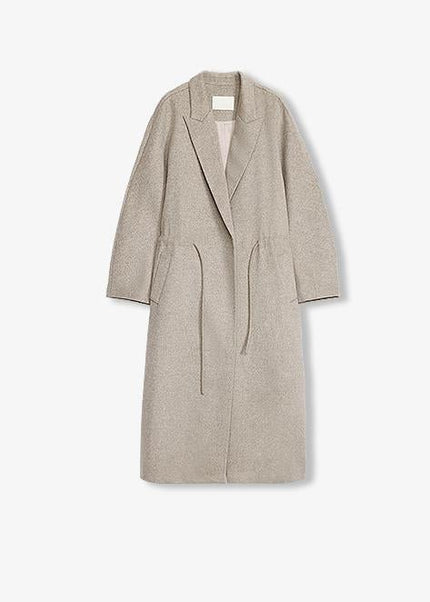 “Desert Heart” Mid - Length Wool Coat – Peaked Lapel Drawstring - Wool Coat - Firelady Fur