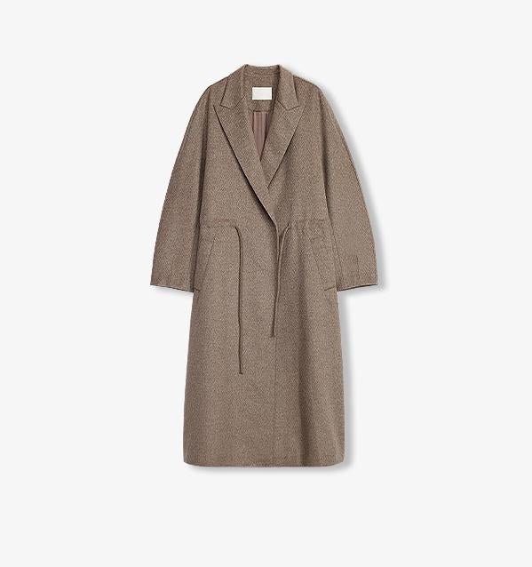 “Desert Heart” Mid - Length Wool Coat – Peaked Lapel Drawstring - Wool Coat - Firelady Fur