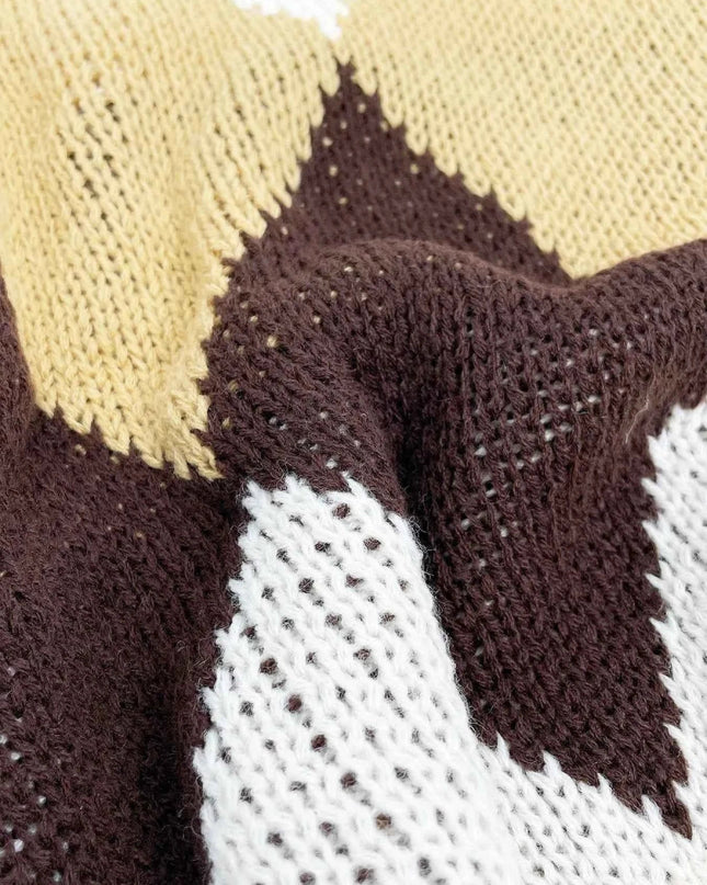 Diamond Pattern Turtleneck Sweater - Trendsi