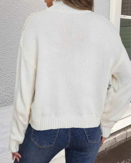 Diamond Pattern Turtleneck Sweater - Trendsi