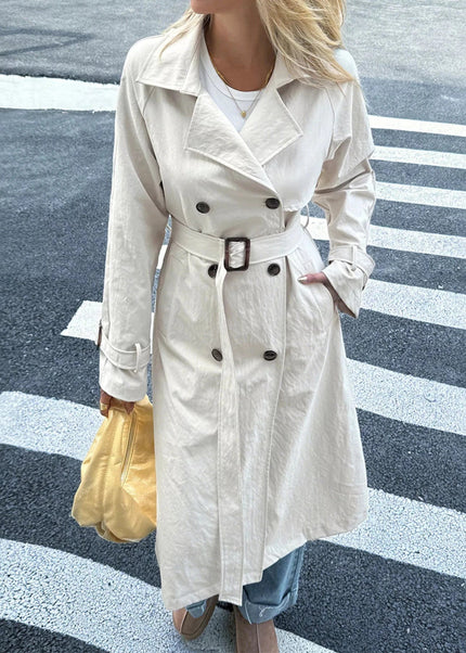 Double - Breasted Belted Trench Coat - Trendsi