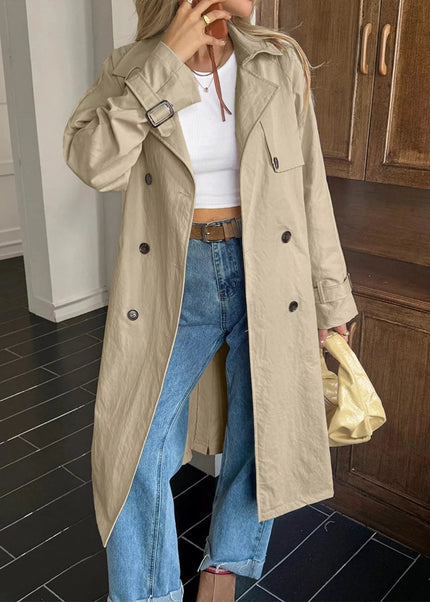 Double - Breasted Belted Trench Coat - Trendsi