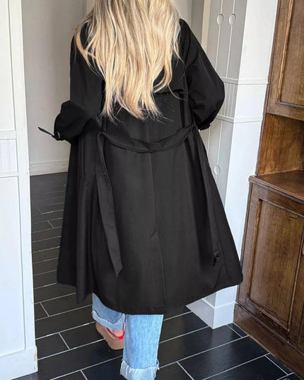 Double - Breasted Belted Trench Coat - Trendsi