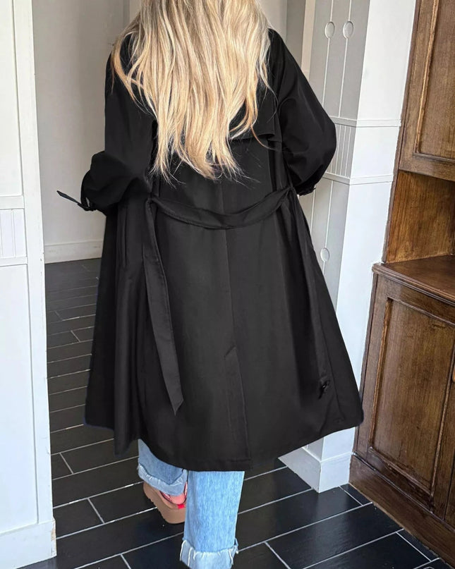 Double - Breasted Belted Trench Coat - Trendsi